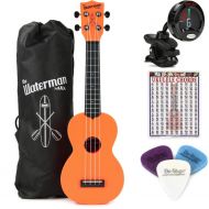 Kala Waterman Beach Collection Soprano Ukulele Essentials Bundle - Sunset Orange