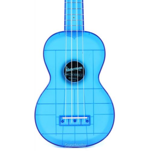  Kala Waterman Seaglass Collection Soprano Ukulele - Transparent Cobalt Blue