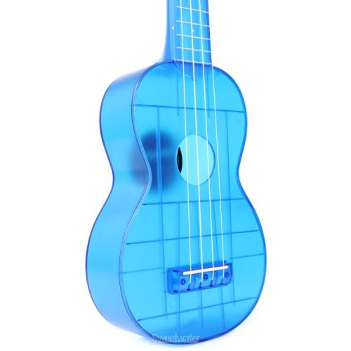  Kala Waterman Seaglass Collection Soprano Ukulele - Transparent Cobalt Blue