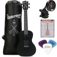 Kala Waterman Beach Collection Concert Ukulele Essentials Bundle - Black Sand