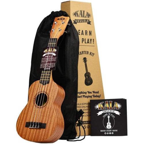  Official Kala Learn to Play Ukulele Soprano Starter Kit, Satin Mahogany  Includes online lessons, tuner app, and booklet (KALA-LTP-S)