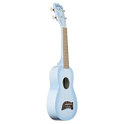  Kala Light Blue Burst Dolphin Makala Soprano Ukulele - MK-SD/LBLBURST Bundle with a Kala Tuner and Lumintrail Polishing Cloth