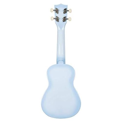  Kala Light Blue Burst Dolphin Makala Soprano Ukulele - MK-SD/LBLBURST Bundle with a Kala Tuner and Lumintrail Polishing Cloth