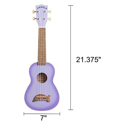  Kala Purple Burst Dolphin Makala Soprano Ukulele - MK-SD/PLBURST Bundle with a Kala Tuner and Lumintrail Polishing Cloth