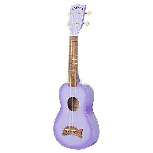  Kala Purple Burst Dolphin Makala Soprano Ukulele - MK-SD/PLBURST Bundle with a Kala Tuner and Lumintrail Polishing Cloth