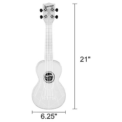  Kala Transparent Ice Soprano Waterman Ukulele KA-SWT Bundle with a Kala Tuner and Lumintrail Cleaning Cloth