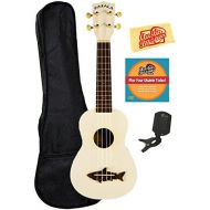 Kala MK-SS-BLK Makala Shark Soprano Ukulele - Blacktip Bundle with Gig Bag, Tuner, Austin Bazaar Instructional DVD, and Polishing Cloth