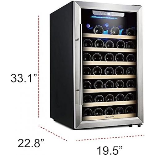 Kalamra KRC-52SZF 4.2 Cu.ft 50 Bottle Single Zone Wine Refrigerator with S/S Door and Handle, Black