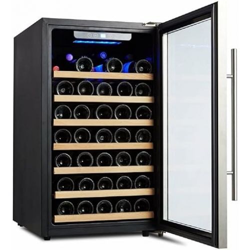  Kalamra KRC-52SZF 4.2 Cu.ft 50 Bottle Single Zone Wine Refrigerator with S/S Door and Handle, Black
