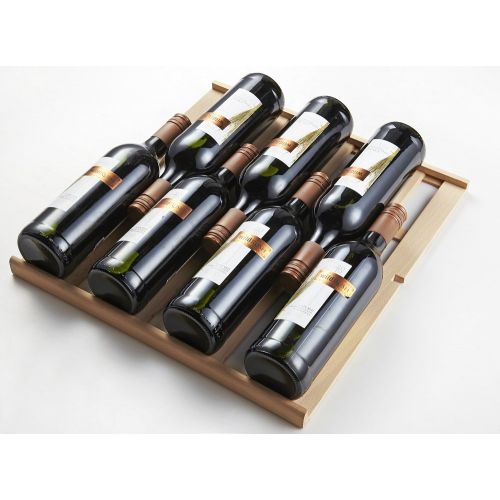  Kalamera KRC-33BSS Kompressor Weinkuehlschrank, 100 Liter, 33 Flaschen (bis zu 310 mm Hoehe), 2 Zonen 5-10°C/10-18°C, 7 Holz-Einschuebe, LED-Display, Edelstahl Glastuer