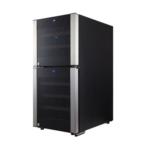  Kalamera KRC-33DZF Design Weinkuehlschrank fuer bis zu 33 Flaschen (bis zu 310 mm Hoehe),zwei Temperaturzonen ,5-10°C/ 10-18°C, (100 Liter, LED Bedienoberflaeche, 2 Kuehlzonen, Edelstah