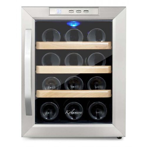  Kalamera KR-12ASS Edelstahl Weinkuehlschrank 33 Liter 12 Flasche Weinklimakuehschrank Minibar Freistehend Temperaturzonen 8-18C