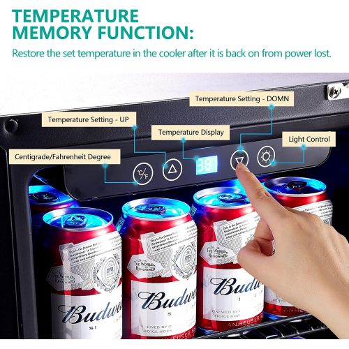  [아마존베스트]Kalamera 24 Beverage Refrigerator 154 Can Built-in or Freestanding Single Zone Touch Control.