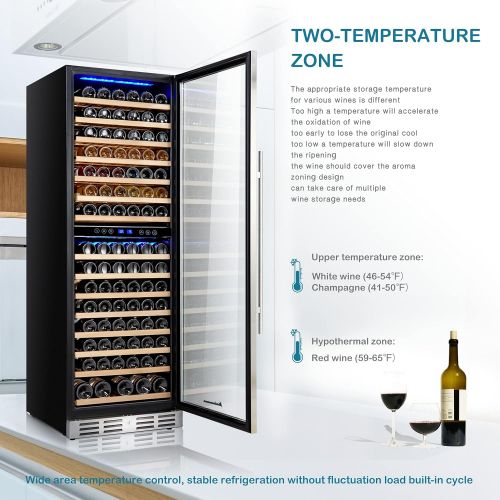  [아마존베스트]Kalamera 157 Bottle Freestanding Wine Cooler Refrigerator With Stainless Steel, triple-layered Tempered Glass Door, Electronic One-Touch Control with LED Display Wine Fridge