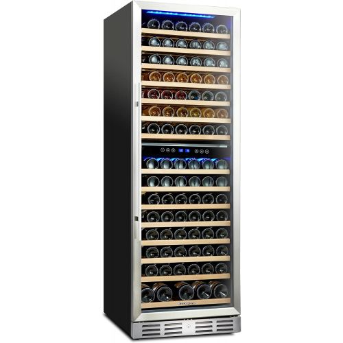  [아마존베스트]Kalamera 157 Bottle Freestanding Wine Cooler Refrigerator With Stainless Steel, triple-layered Tempered Glass Door, Electronic One-Touch Control with LED Display Wine Fridge