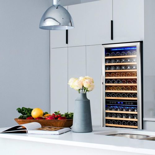 [아마존베스트]Kalamera 157 Bottle Freestanding Wine Cooler Refrigerator With Stainless Steel, triple-layered Tempered Glass Door, Electronic One-Touch Control with LED Display Wine Fridge