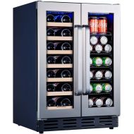 [아마존베스트]Kalamera 24 Beverage and Wine Cooler Dual Zone Built-in and Freestanding with Stainless Steel Door - Beer, Wine, Soda And Drink