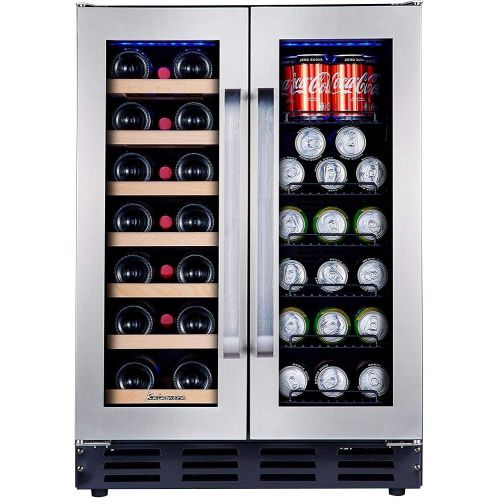  [아마존베스트]Kalamera 24 Beverage and Wine Cooler Dual Zone Built-in and Freestanding with Stainless Steel Door - Beer, Wine, Soda And Drink