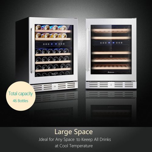  [아마존베스트]Kalamera 45 Bottle Dual Zone 24 Built-in or Freestanding wine cooler/refrigerator with Stainless Steel