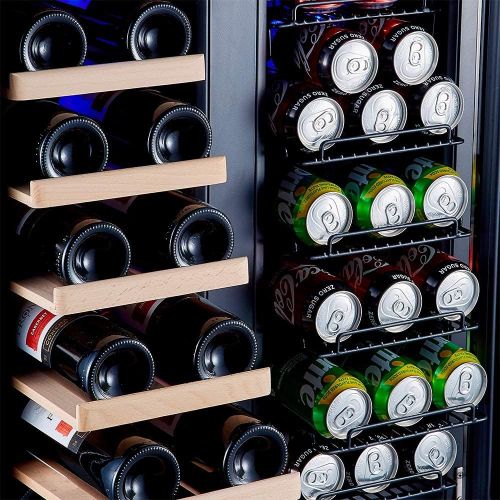  Kalamera Beverage and Wine Cooler, 24 inch Wine and Beverage Refrigerator with Seamless Steel Door Dual Zone Wine Cooler for Built-in and Freestanding Beer, Wine, Soda And Drink Wi