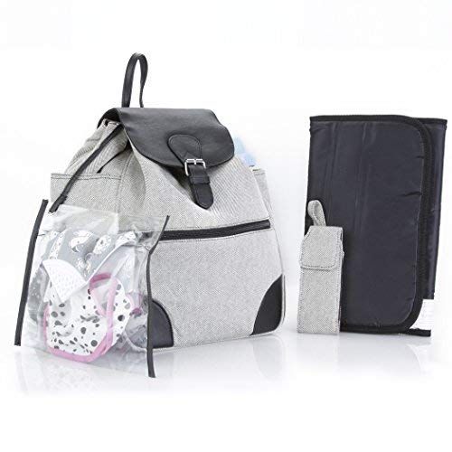  Classic Fashion Diaper Bag: KD by Kalencom Diaper Backpack with Padded Changing Pad and Matching Accessories Case (Heather Gray)