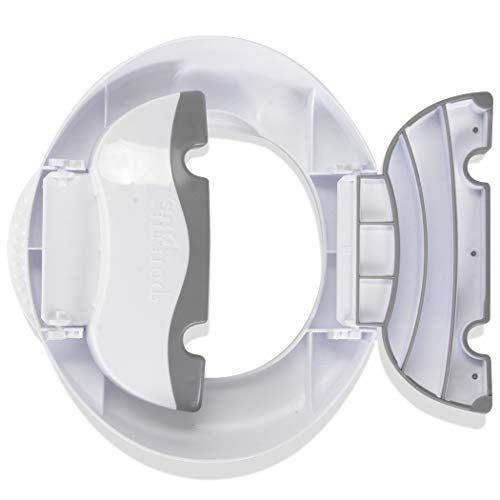  [아마존베스트]Kalencom Potette Plus Premium 2 in 1 Travel Potty and Toilet Seat Trainer Ring with Built in Pee Guard and Easy-Grip Handles (White/Gray)