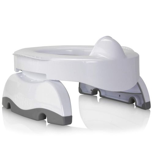  [아마존베스트]Kalencom Potette Plus Premium 2 in 1 Travel Potty and Toilet Seat Trainer Ring with Built in Pee Guard and Easy-Grip Handles (White/Gray)