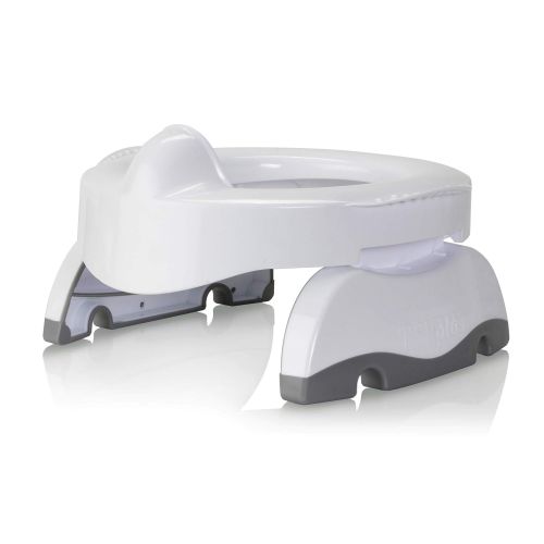  [아마존베스트]Kalencom Potette Plus Premium 2 in 1 Travel Potty and Toilet Seat Trainer Ring with Built in Pee Guard and Easy-Grip Handles (White/Gray)