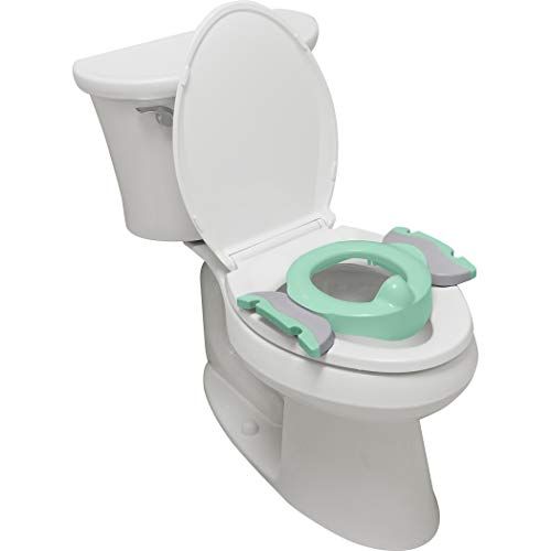  [아마존베스트]Kalencom Potette Plus Premium 2 in 1 Travel Potty and Toilet Seat Trainer Ring with Built in Pee Guard and Easy-Grip Handles (Teal/Gray)