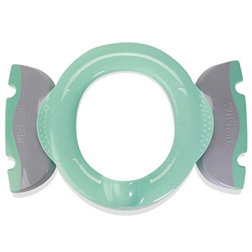  [아마존베스트]Kalencom Potette Plus Premium 2 in 1 Travel Potty and Toilet Seat Trainer Ring with Built in Pee Guard and Easy-Grip Handles (Teal/Gray)