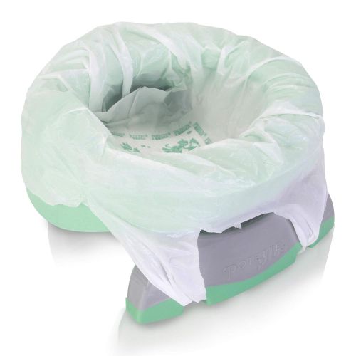  [아마존베스트]Kalencom Potette Plus Premium 2 in 1 Travel Potty and Toilet Seat Trainer Ring with Built in Pee Guard and Easy-Grip Handles (Teal/Gray)