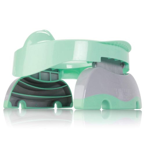  [아마존베스트]Kalencom Potette Plus Premium 2 in 1 Travel Potty and Toilet Seat Trainer Ring with Built in Pee Guard and Easy-Grip Handles (Teal/Gray)