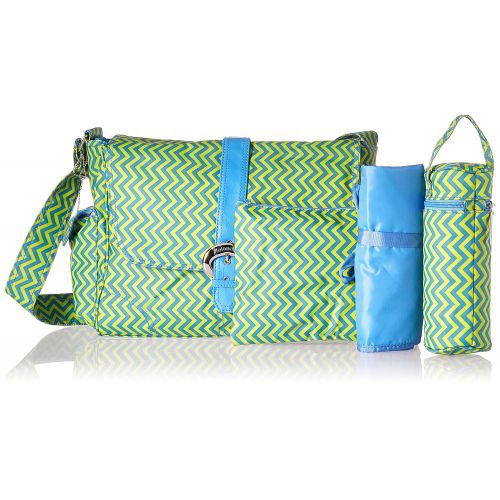  Kalencom Messenger Buckle Diaper Bag, Wiggly Stripes Ocean