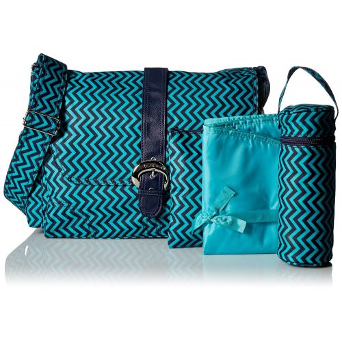  Kalencom Messenger Buckle Diaper Bag, Wiggly Stripes Ocean