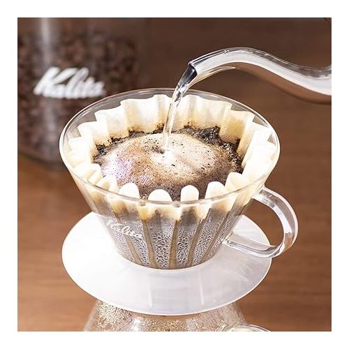  Kalita Wave Paper Coffee Filters I Larger Size 185 I 100 Count I Specially Pour Over Dripper I Made in Japan, Large, White