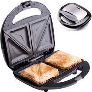 Kaliwaro Sandwich Maker Breakfast Sandwich Toaster fuer 2 American Toasts | Antihaftbeschichtung Heizplatten | 750 Watt | Thermostat (Edelstahl)