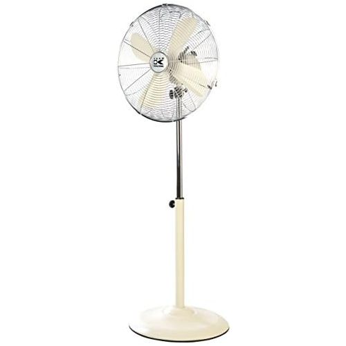  Team Kalorik Retro-Metallstandventilator, oszillierend, 50 W, 3 Geschwindigkeitsstufen, Hoehenverstellbar bis circa 130 cm, Creme-Weiss, TKG VT 1020