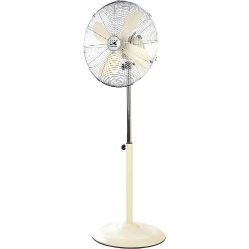  Team Kalorik Retro-Metallstandventilator, oszillierend, 50 W, 3 Geschwindigkeitsstufen, Hoehenverstellbar bis circa 130 cm, Creme-Weiss, TKG VT 1020