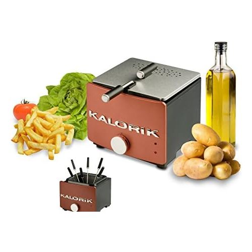  Team Kalorik TKG FT 22 FO AZ 2 in 1 Design-Fondue und Fritteuse, Metall, Kunststoff, Antihaftbeschichtung, 1.3 liters, Aztec