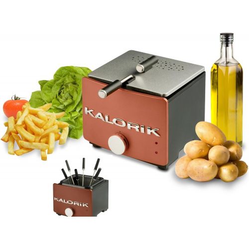  Team Kalorik TKG FT 22 FO AZ 2 in 1 Design-Fondue und Fritteuse, Metall, Kunststoff, Antihaftbeschichtung, 1.3 liters, Aztec