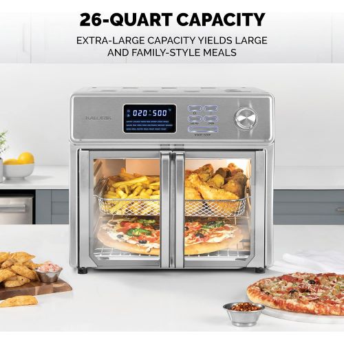  [아마존베스트]Kalorik 26 QT Digital Maxx Air Fryer Oven with 9 Accessories, Roaster, Broiler, Rotisserie, Dehydrator, Oven, Toaster, Pizza Oven and Warmer. Includes Cookbook. Sears up to 500F.