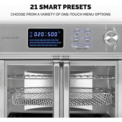  [아마존베스트]Kalorik 26 QT Digital Maxx Air Fryer Oven with 9 Accessories, Roaster, Broiler, Rotisserie, Dehydrator, Oven, Toaster, Pizza Oven and Warmer. Includes Cookbook. Sears up to 500F.