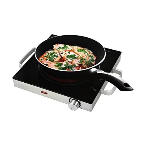  [아마존베스트]Team Kalorik TKG CKP 1001 Glass Ceramic Hob Infrared Heat 2000W Silver