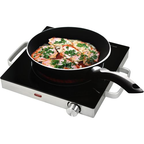  [아마존베스트]Team Kalorik TKG CKP 1001 Glass Ceramic Hob Infrared Heat 2000W Silver