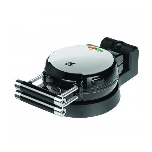  Kalorik Rotary Belgian Waffle Maker, WM 41684 SS, Patented Hinge and Removable Tray, Breakfast Treat Professional Waffle Maker, Stainless SteelBlack