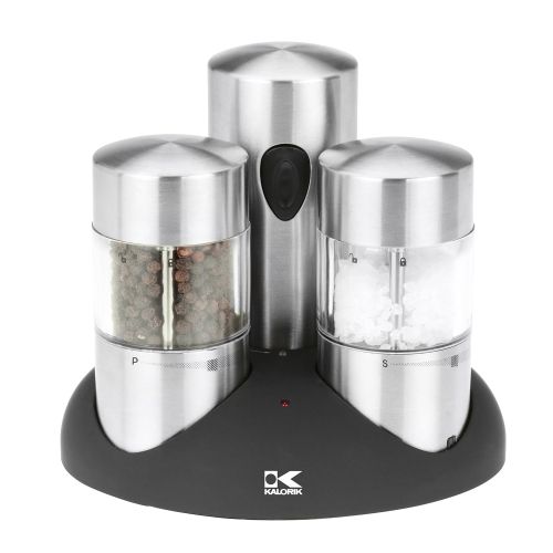  Kalorik Rechargeable Salt and Pepper Grinder Set, Stainless Steel