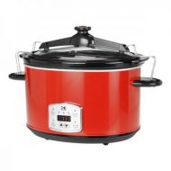 Kalorik 8 Quart Slow Cooker, Digital Programmable Oval Cook and Carry, Red