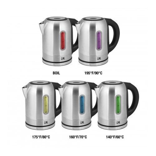  Kalorik LED Electric Water Kettle, Stainless Steel, 1.7-Liter / 57-Ounce