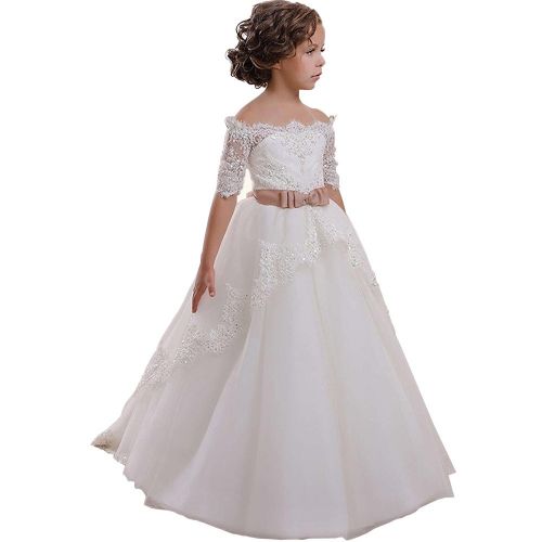  Kalos Dress Shop Lace Scoop Flower Girls Pageant Dresses Girls First Communion Dress Princess Wedding