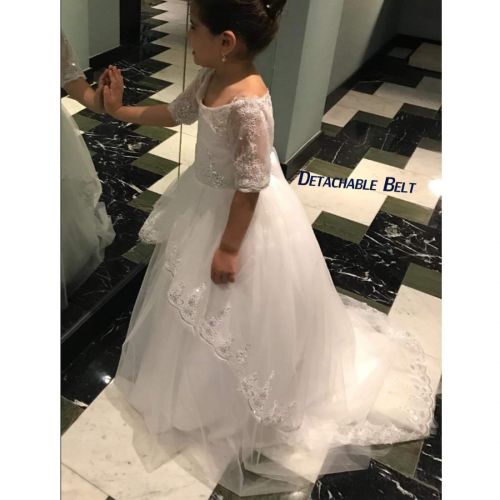  Kalos Dress Shop Lace Scoop Flower Girls Pageant Dresses Girls First Communion Dress Princess Wedding